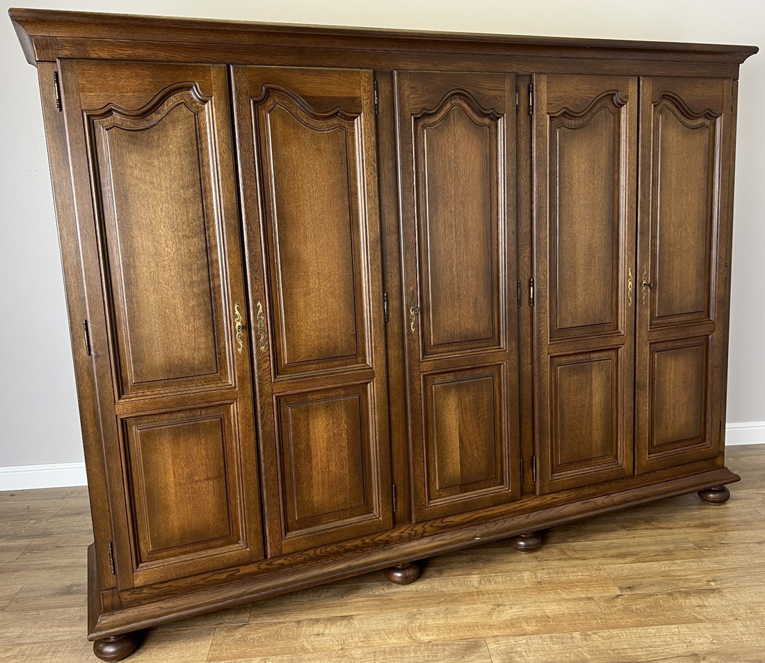 Wardrobe Vintage French Style Oak Four Door Carved Armoire LOT 49780