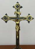 Crucifix Vintage Style Ornate Religious Cross With Candleholders Set LOT 49562