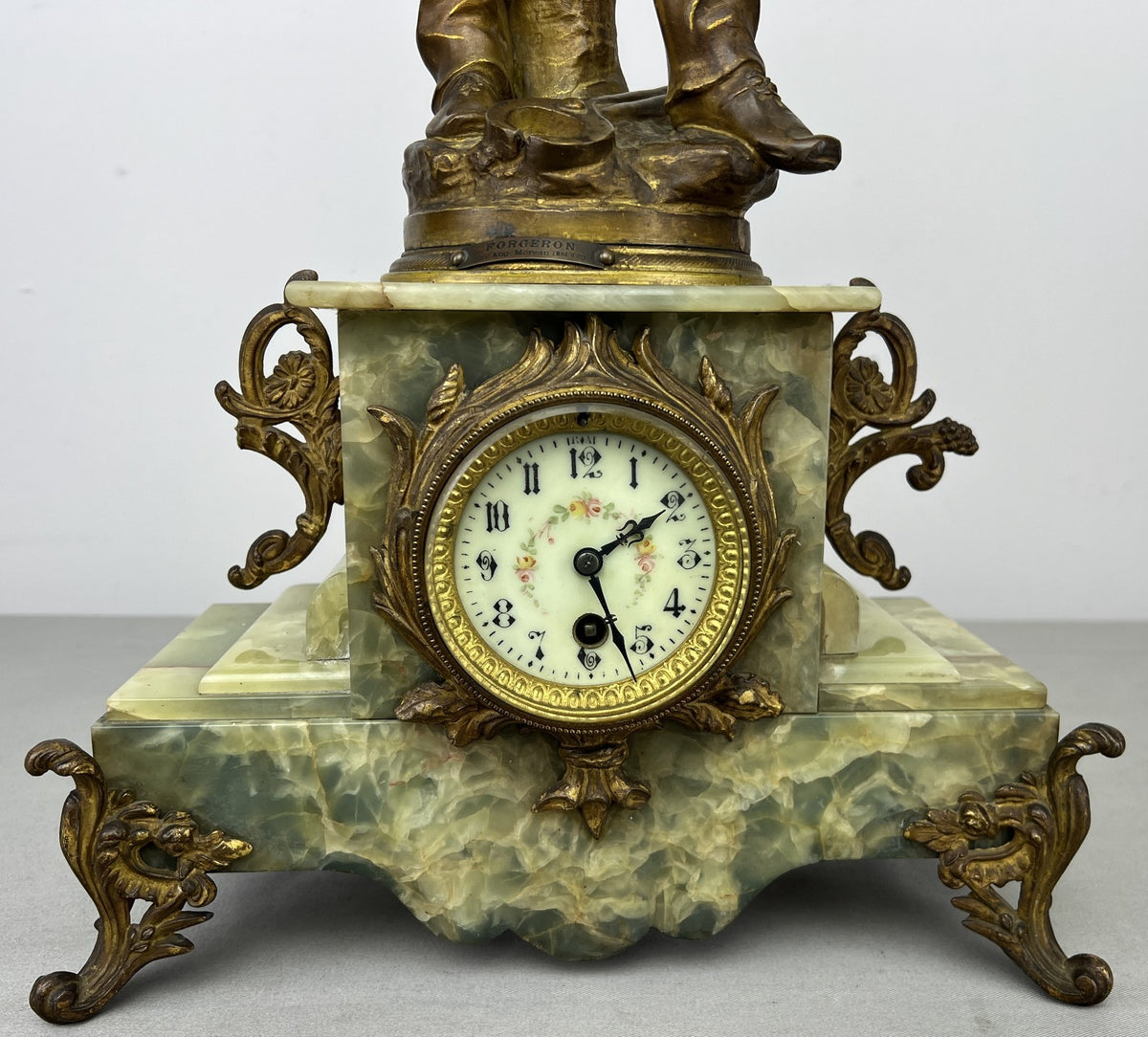 Clock Antique French Ornate Figural Marble Forgeron Mantel Clock LOT 6479