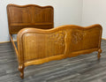 Bed Vintage French Louis XVI Oak Double Bed Frame Carved Headboard LOT 29641