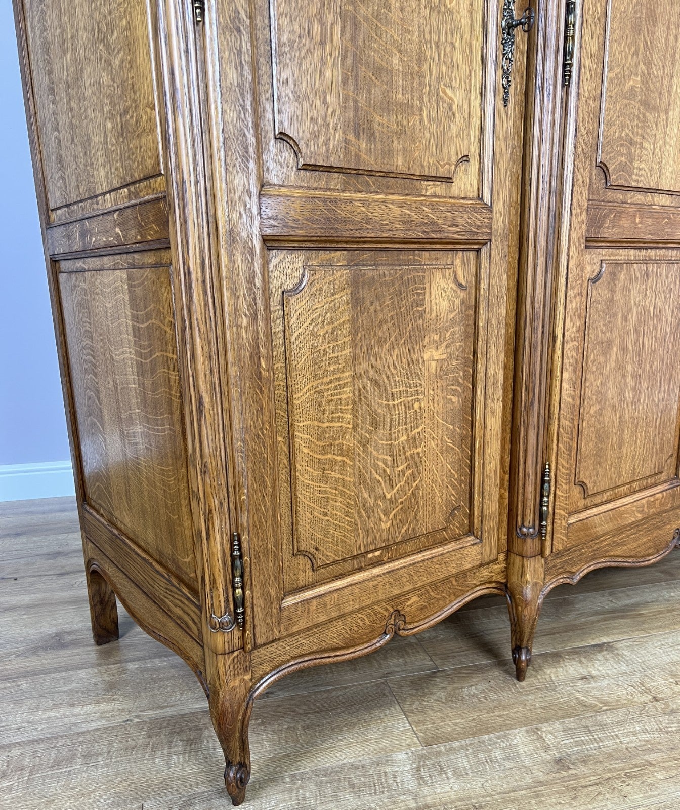 Wardrobe Vintage French Louis XVI Style Oak Four Door Carved Armoire LOT 48774