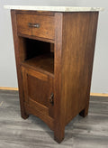 Bedside Table Antique French Style Oak with Marble Top Cabinet LOT 43391