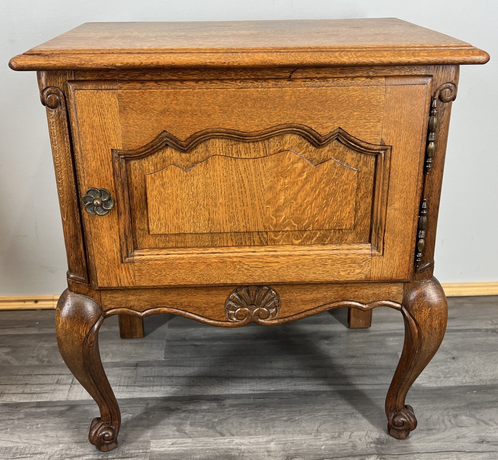 Pair of Bedside Tables Vintage French Louis XVI Oak Carved Cabinets LOT 44065