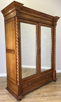 Wardrobe Antique French Oak Two Door Mirrored Carved Armoire Cabinet LOT 61241