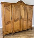 Wardrobe Vintage French Louis XVI Style Oak Four Door Carved Armoire LOT 64550