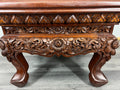 Plant Stand Coffee Table Chinese Mahogany Hand Carved Design Glass Top LOT 43274