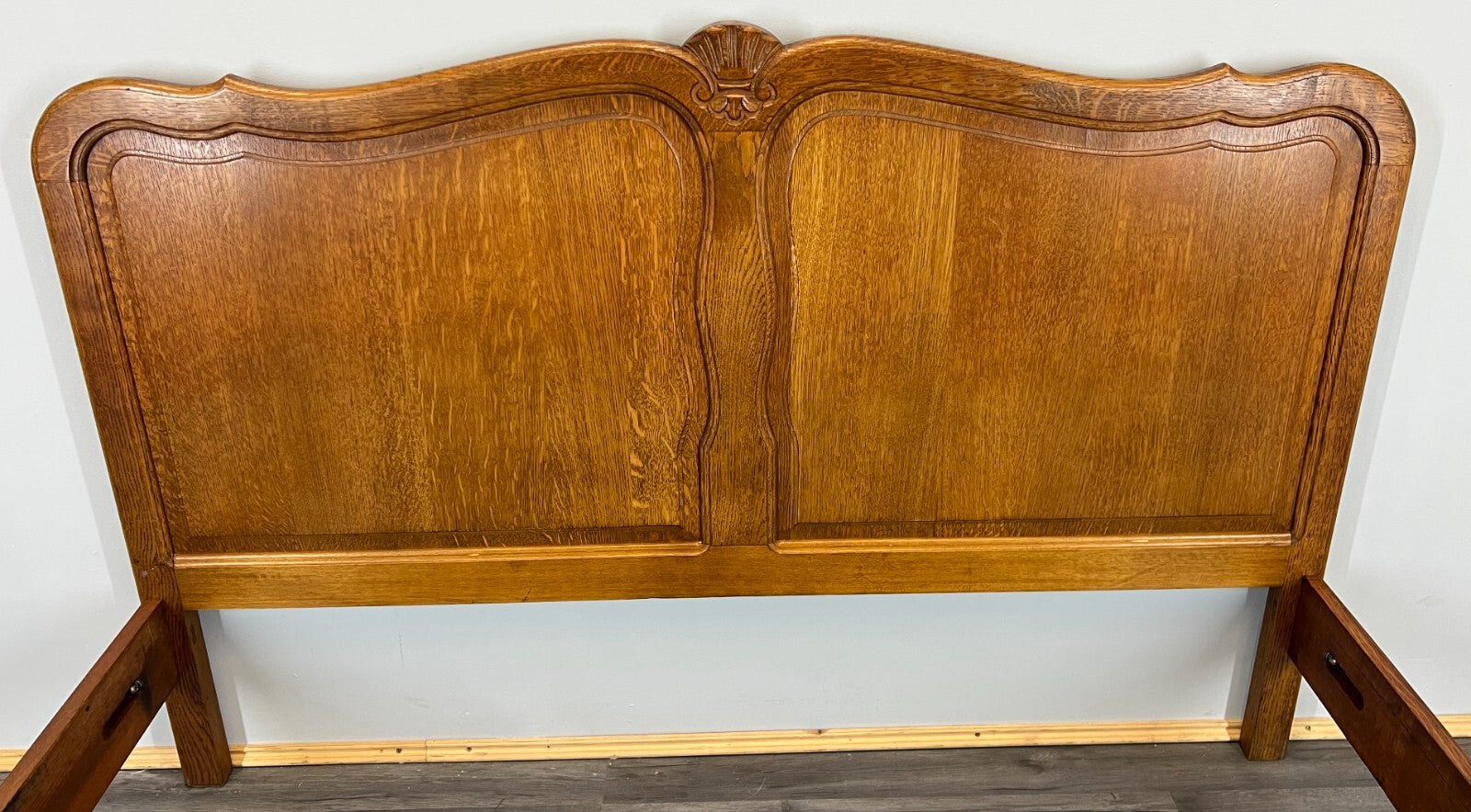 Bed Vintage French Louis XVI Double Bed Frame Oak Carved Headboard LOT 36594