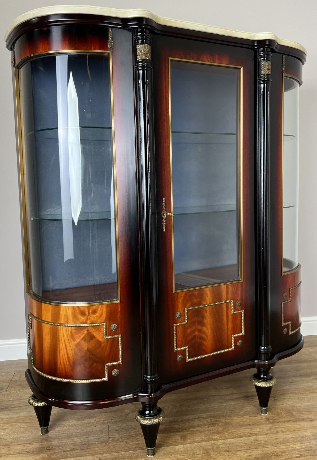 Cabinet Vintage French Style Empire Display Cabinet Marble Top Glass LOT 49772