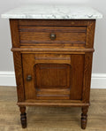 Bedside Table Antique French Style Marble Top Oak Cabinet Nightstand LOT 62350