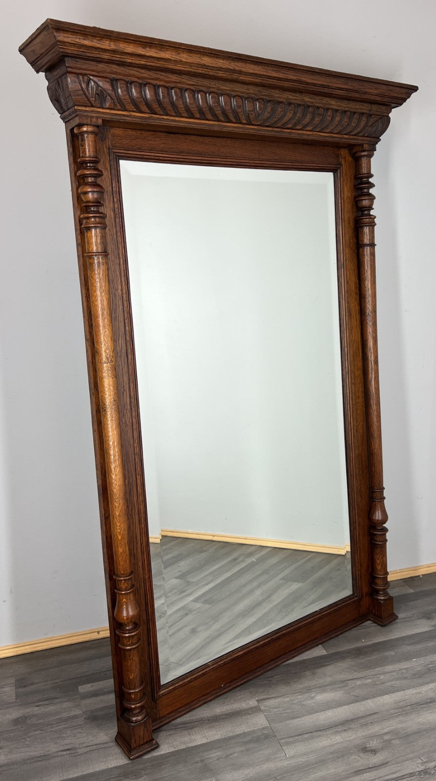 Antique French Style Carved Wall Mirror Oak Ornate Wall Frame LOT 45480