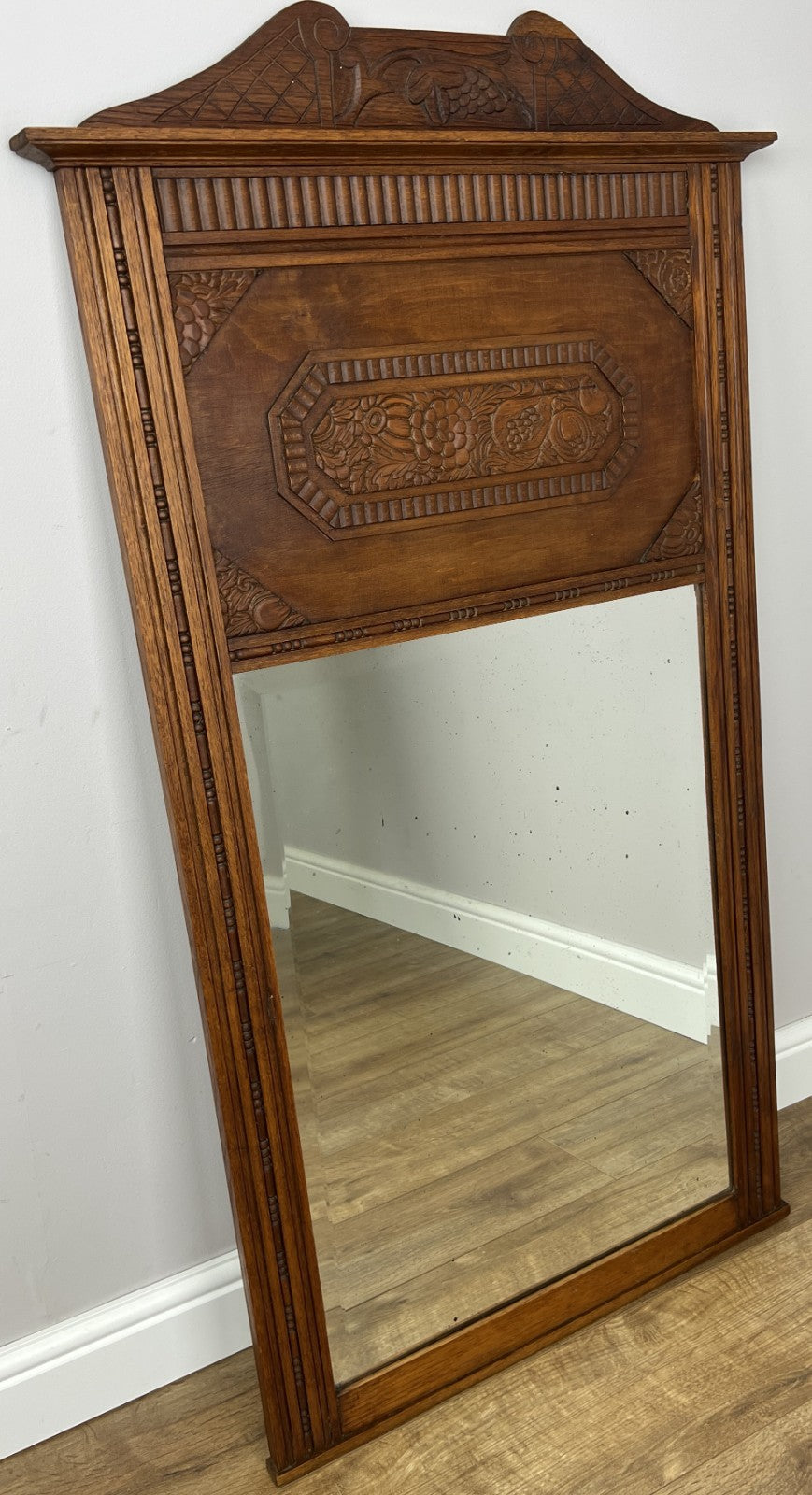 Mirror Antique French Style Oak Carved Decorative Frame Wall Mirror LOT 62760