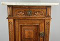 Bedside Table Antique French Oak with Marble Top Carved Cabinet LOT 43353