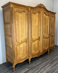 Wardrobe Vintage French Louis XVI Oak 4 Door  Armoire with Shelves LOT 41607