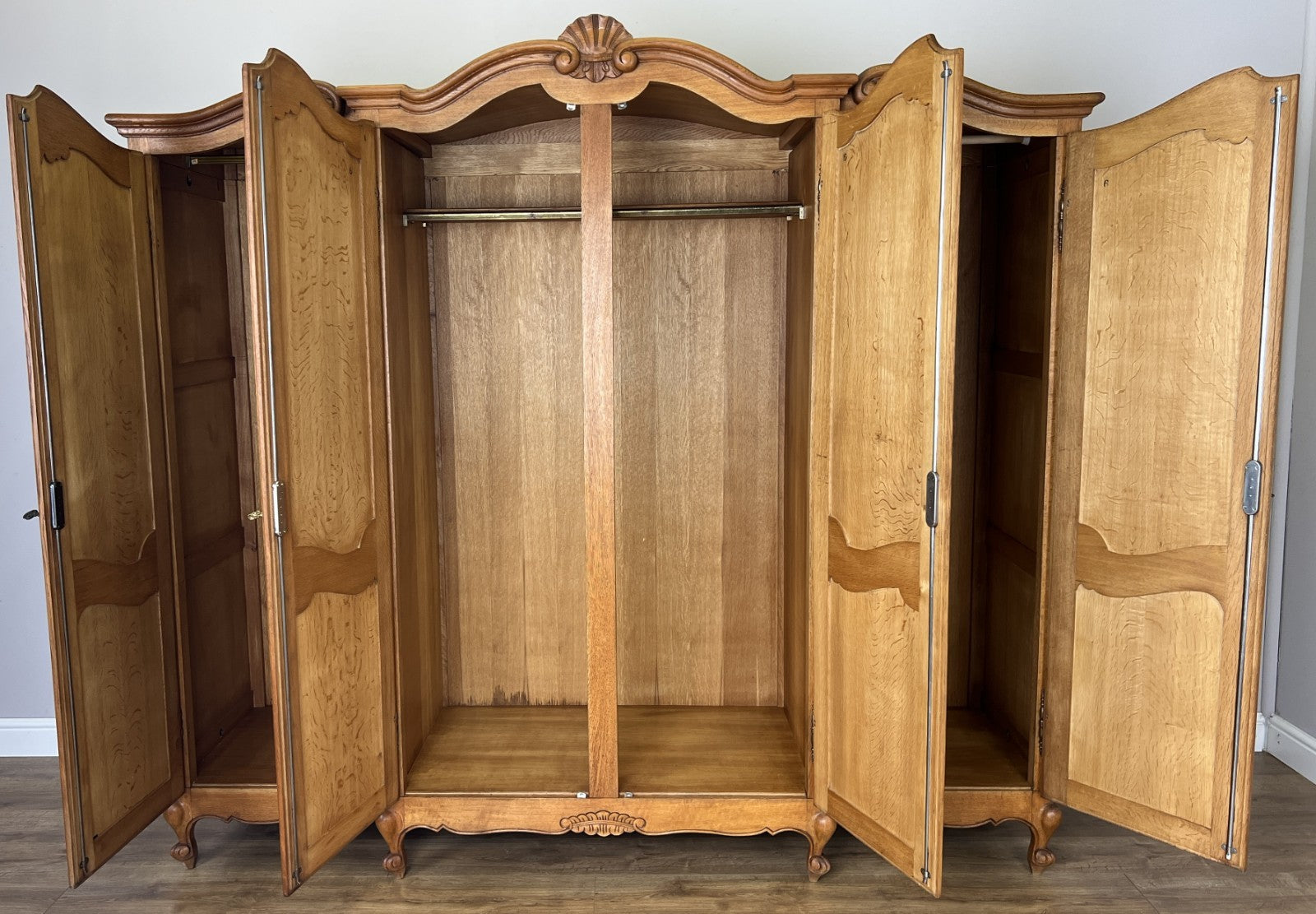 Wardrobe Vintage French Louis XVI Style Oak Four Door Carved Armoire LOT 64009