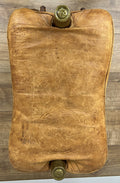 Footstool Vintage Style Oak Stool Brass Upholstered Leather Seat LOT 495715