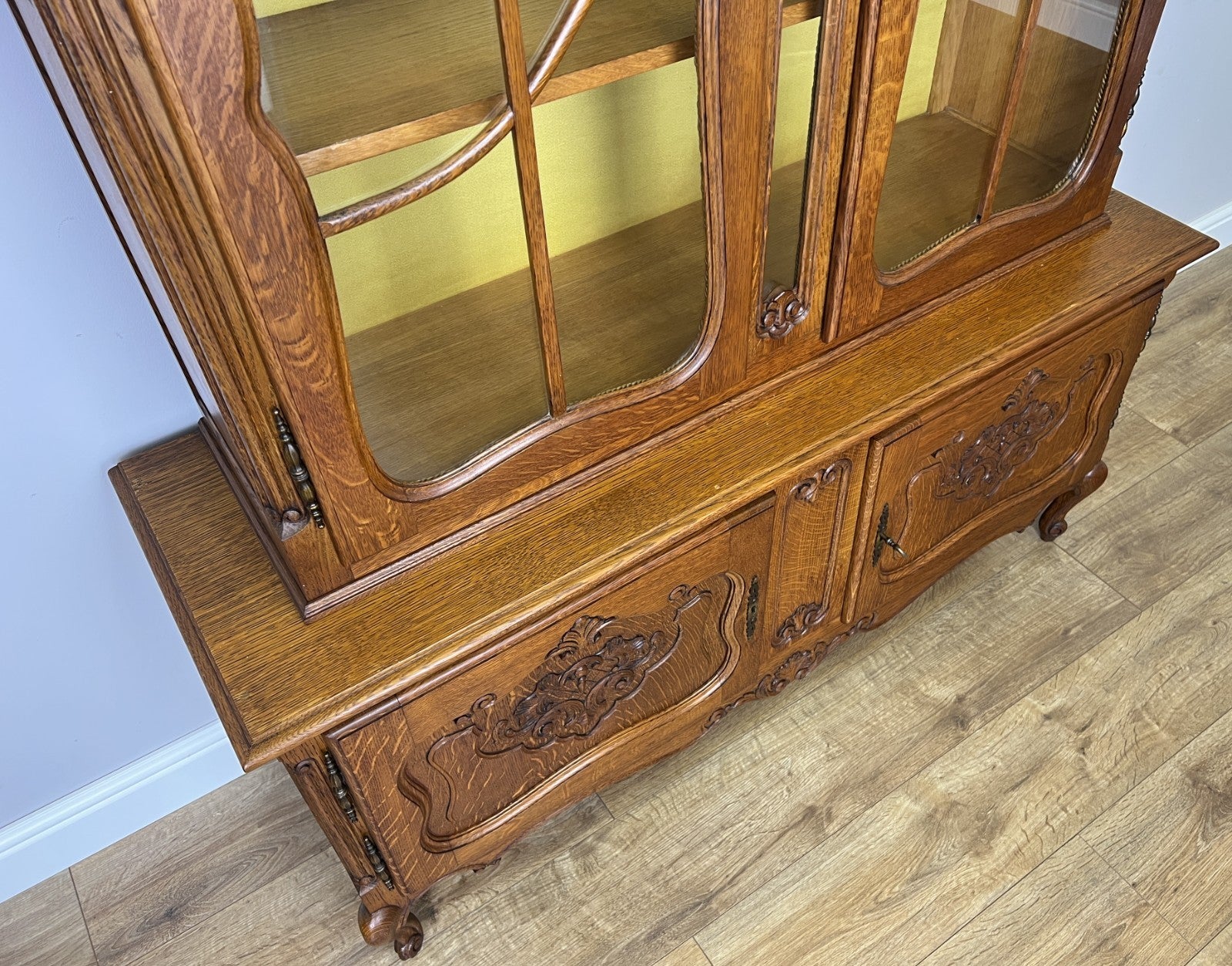 Bookcase Vintage French Louis XVI Oak Display Cabinet Carved Sideboard LOT 628210