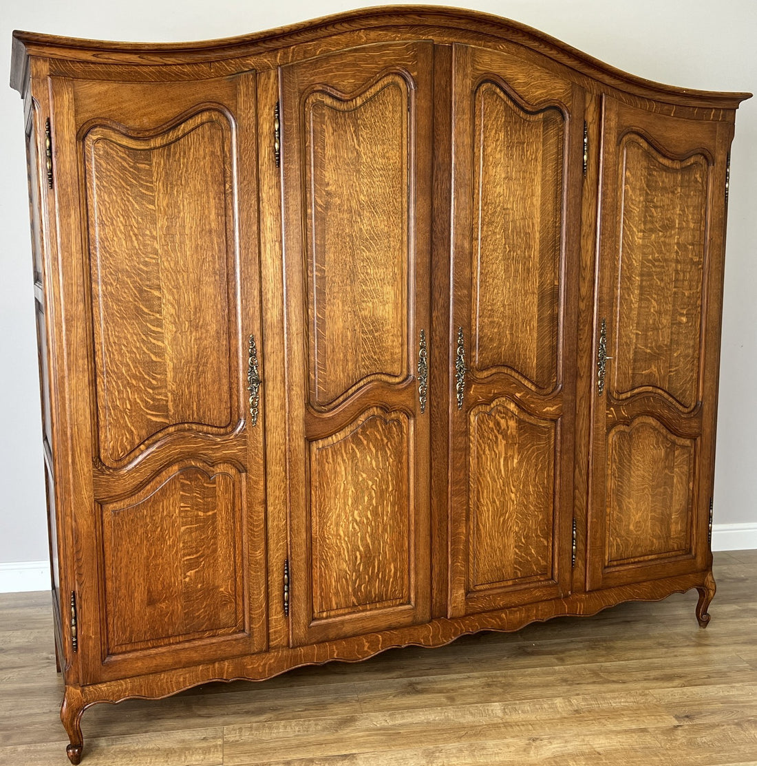 Wardrobe Vintage French Louis XVI Style Oak Four Door Carved Armoire LOT 61050