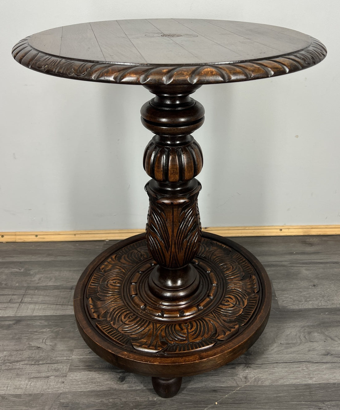 Plant Stand Vintage French Carved Round Pedestal Ornate Table LOT 44280