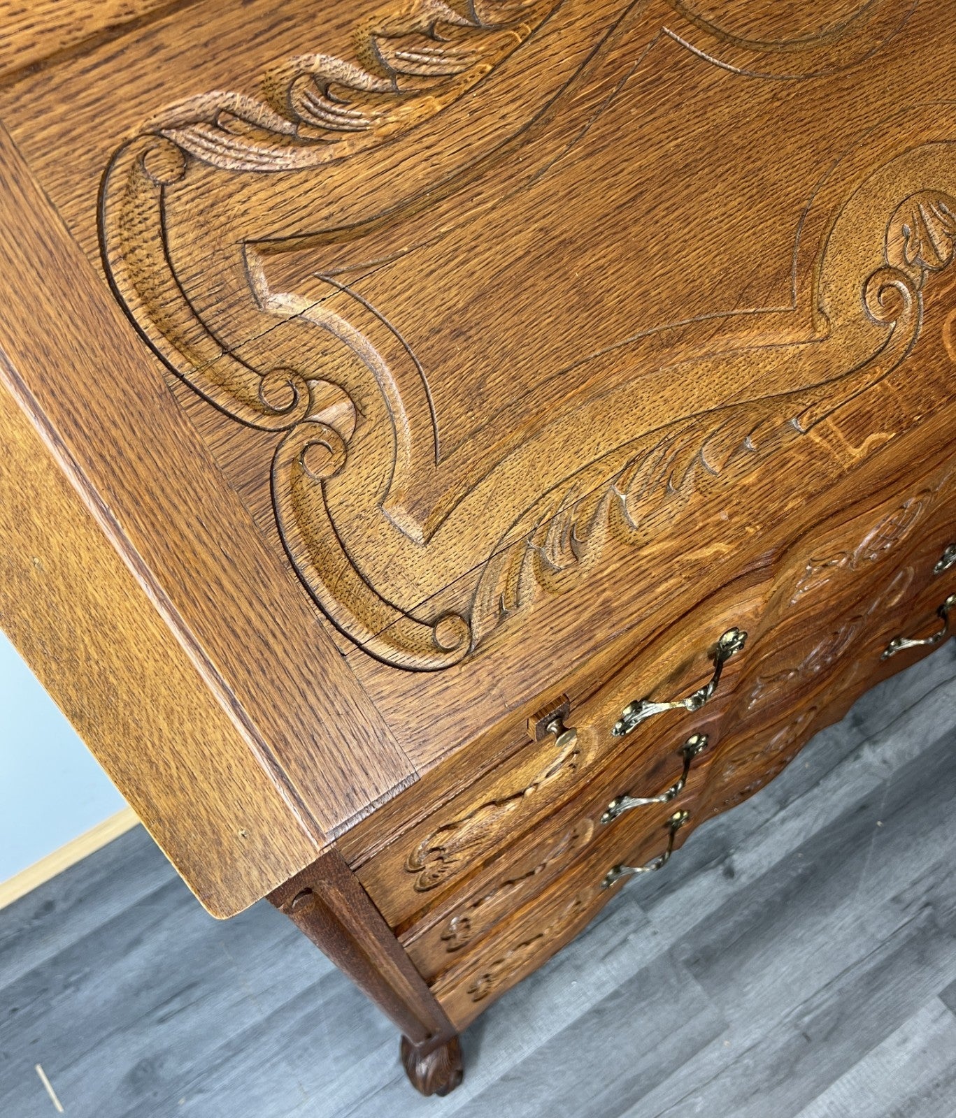 Secretaire Writing Desk Vintage French Louis Oak Rare Bureaux Cabinet LOT 446312