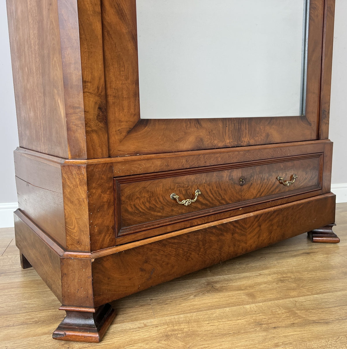 Wardrobe Antique French Style Burr Walnut Mirrored Carved Armoire LOT 6512