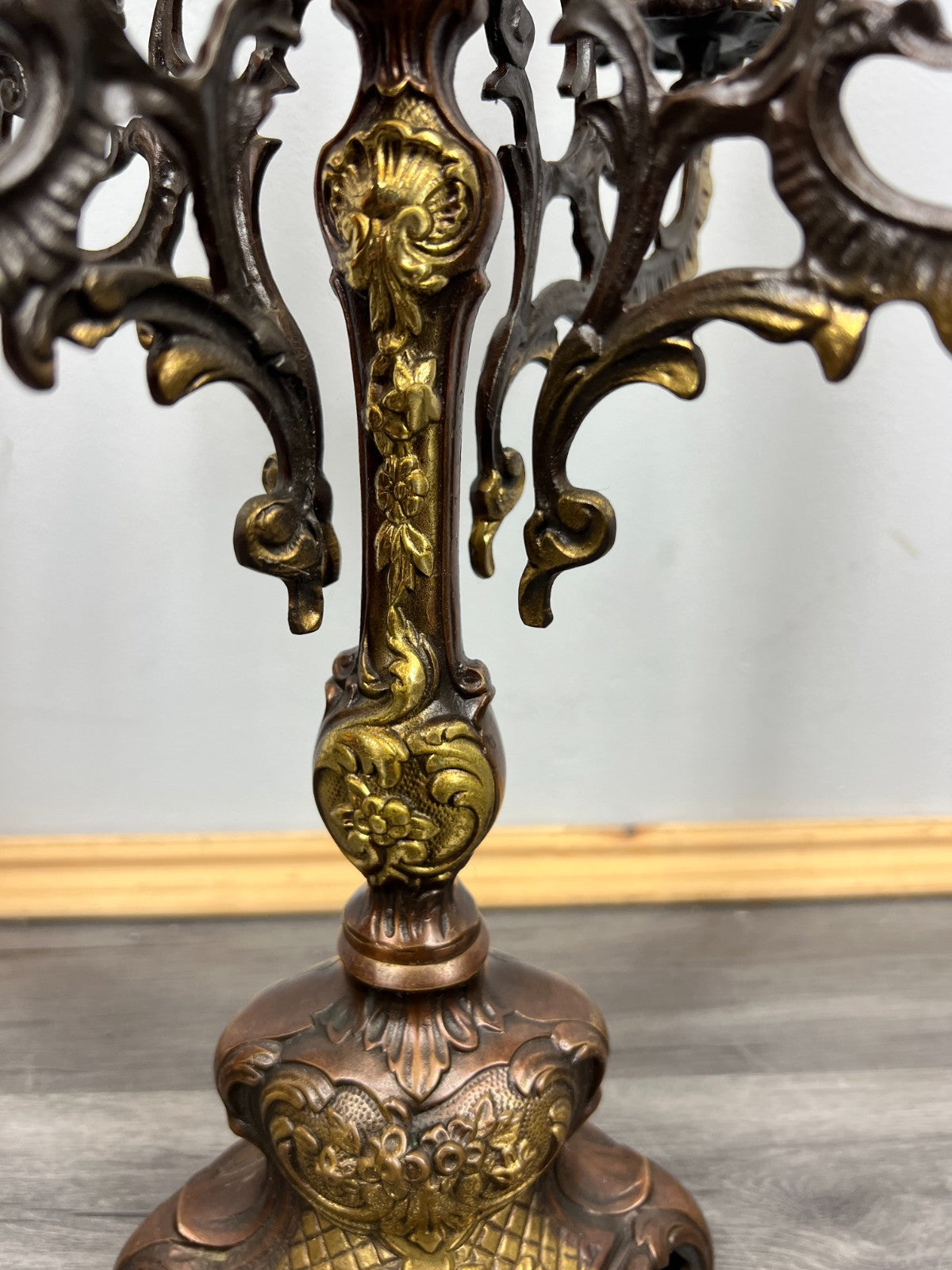 Candelabra Vintage French Brass 5 Arm Ornate Rococo Candle Holder LOT 44314