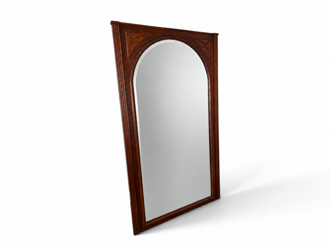 Mirror Antique French Style Oak Arched Carved Large Wall Mirror LOT 6530
