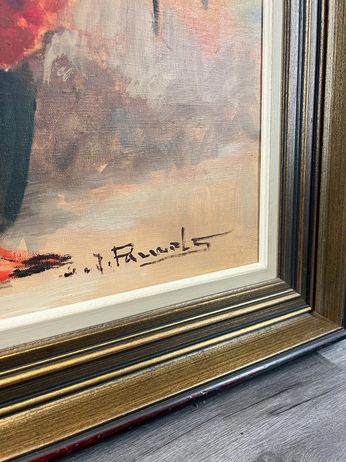 Vintage French Painting Floral Still Life Framed Artwork Signed LOT 46308