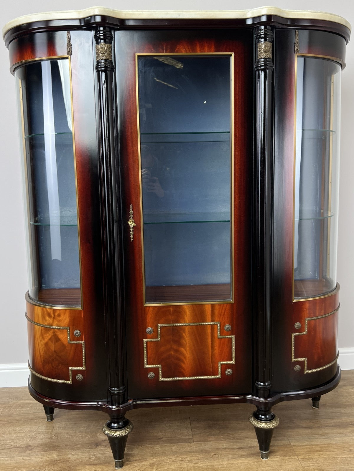 Cabinet Vintage French Style Empire Display Cabinet Marble Top Glass LOT 49770