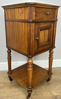 Bedside Table Antique French Style Marble Top Walnut Cabinet Nightstand LOT 62422