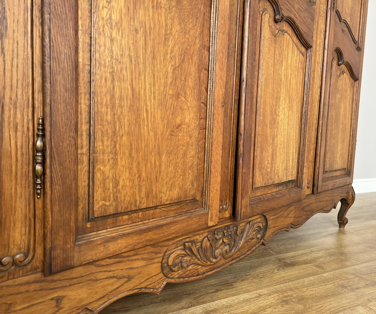 Wardrobe Vintage French Louis XVI Style Oak Four Door Mirrored  Armoire LOT 49016