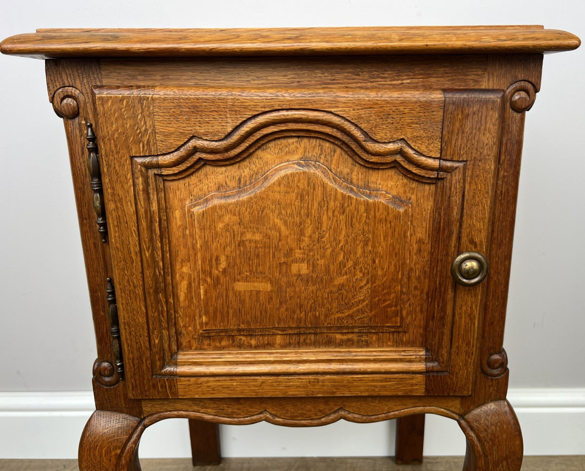 Pair of Bedside Tables Vintage French Louis Oak Nightstands Cabinets LOT 63075