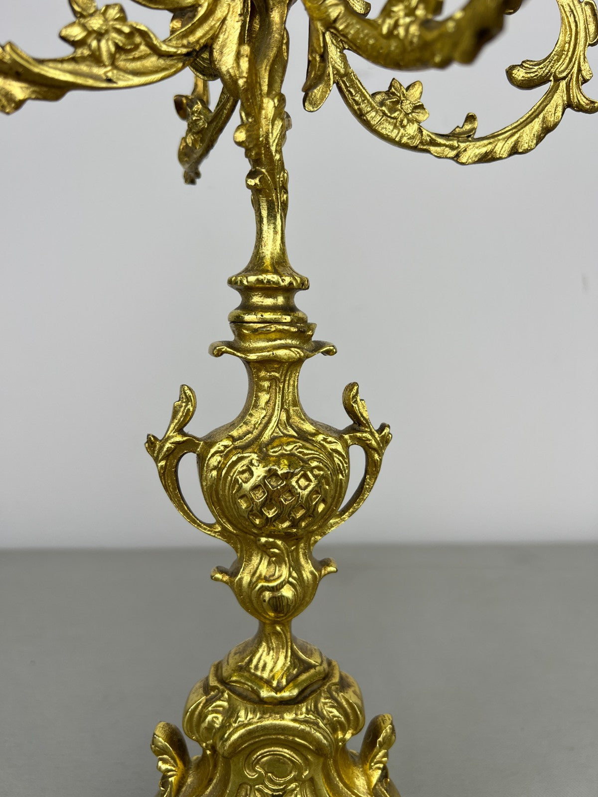 Pair of Candelabras Vintage French Brass Ornate 5 Arm Candle Holders LOT 64379