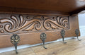 Coat Rack Vintage French Oak Wall Mounted 5 Hooks Carved Rack Hanger LOT 63027