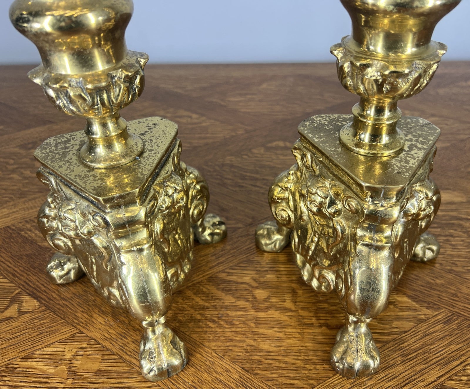 Candelabras Vintage French Style Pair Ornate Brass 52 cm Candlesticks LOT 46598
