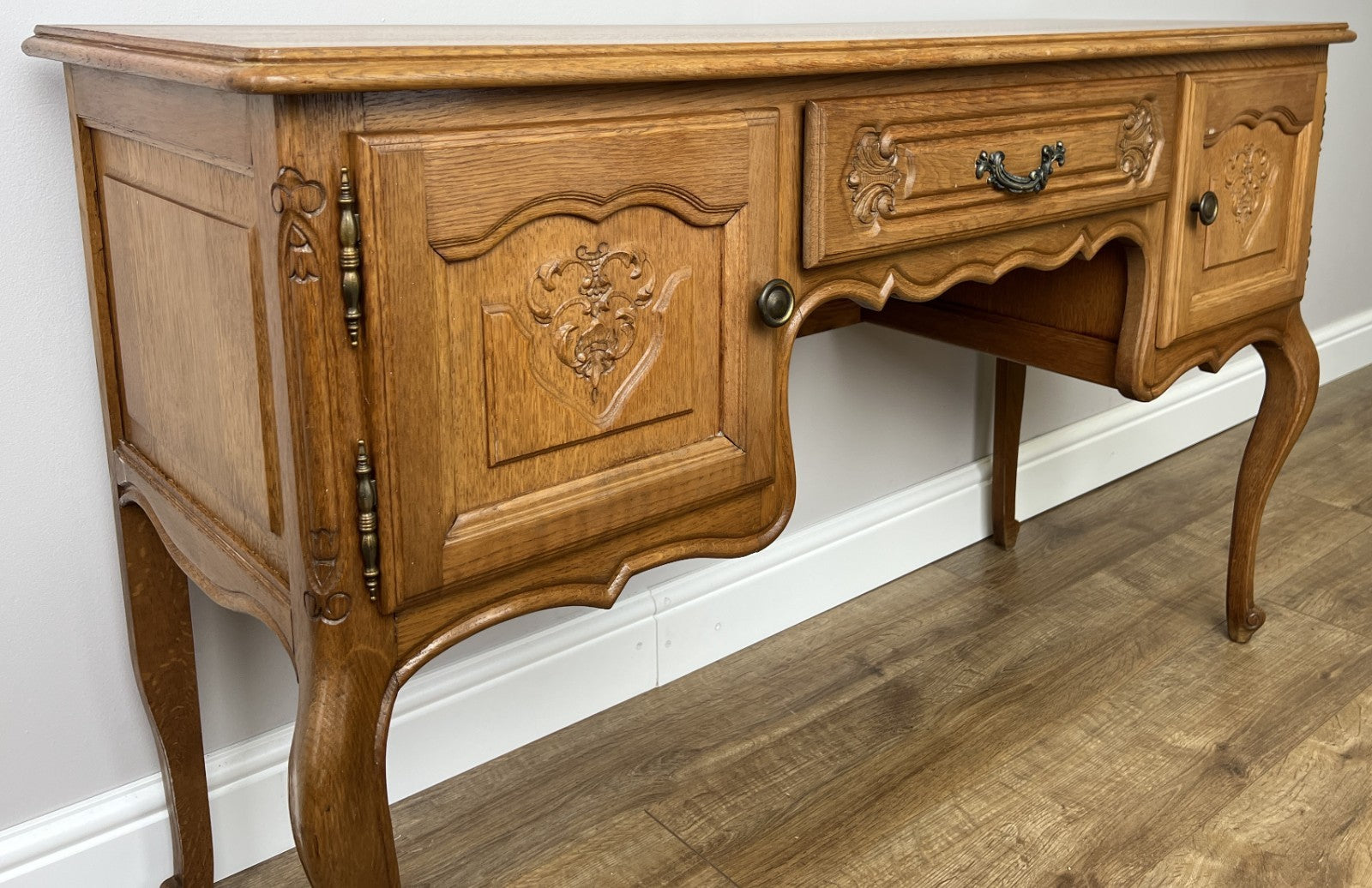 Cabinet Vintage French Louis XVI Style Carved Desk Oak Sideboard LOT 49256