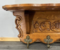 French Vintage Style Coat Rack Oak 4 Hooks Ornate Wall Shelf Coat LOT 47263