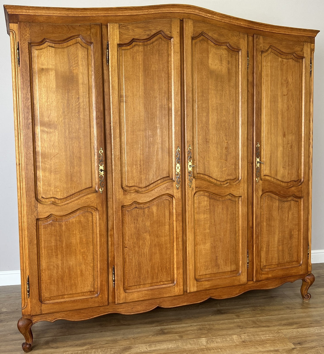 Wardrobe Vintage French Louis XVI Style Oak Four Door Carved Armoire LOT 49790