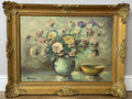 Oil Painting Vintage French Style Signed Floral Gilt Frame Wall Art LOT 61140