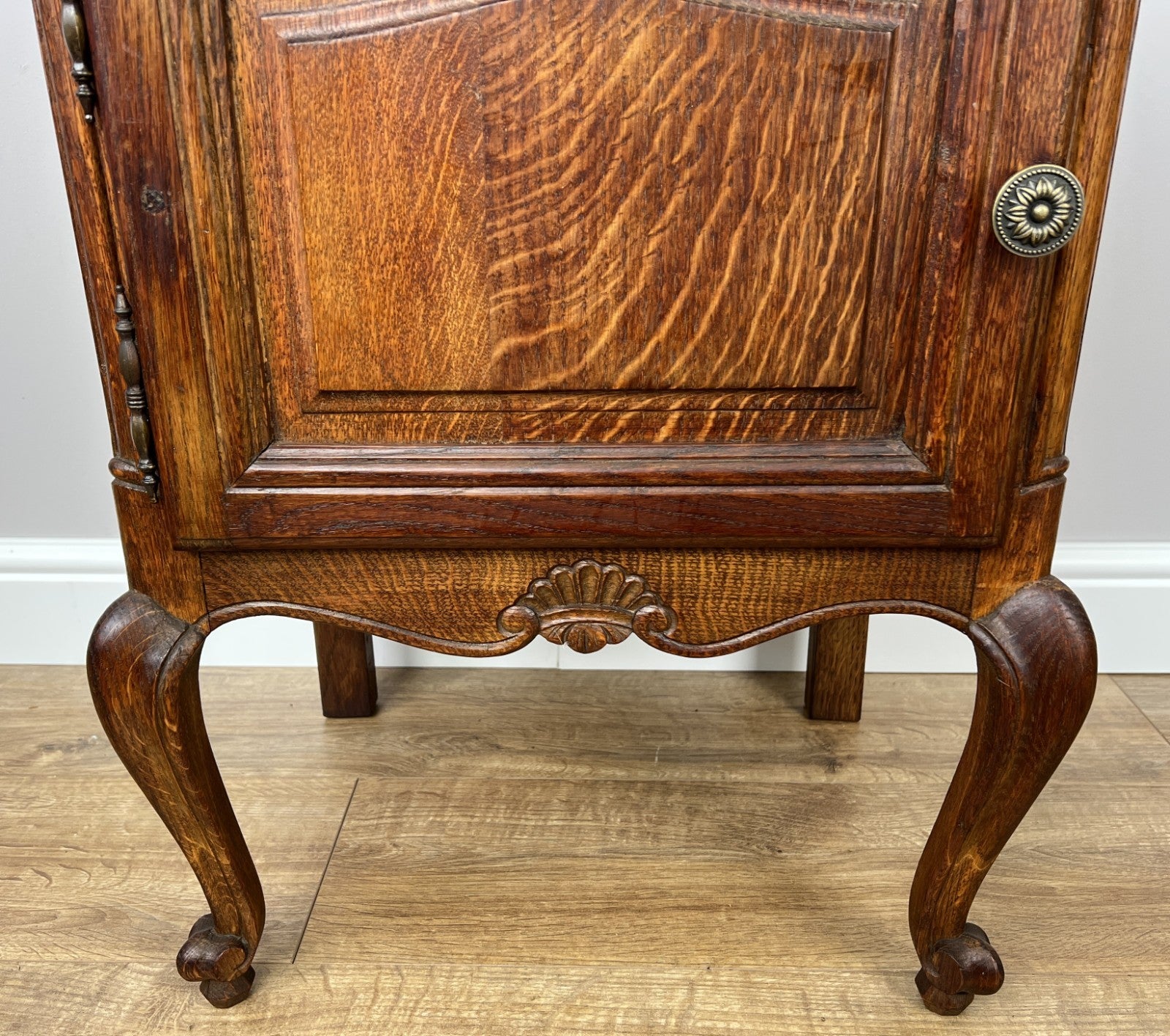Pair of Bedside Tables Vintage French Louis Oak Nightstands Cabinets LOT 49734