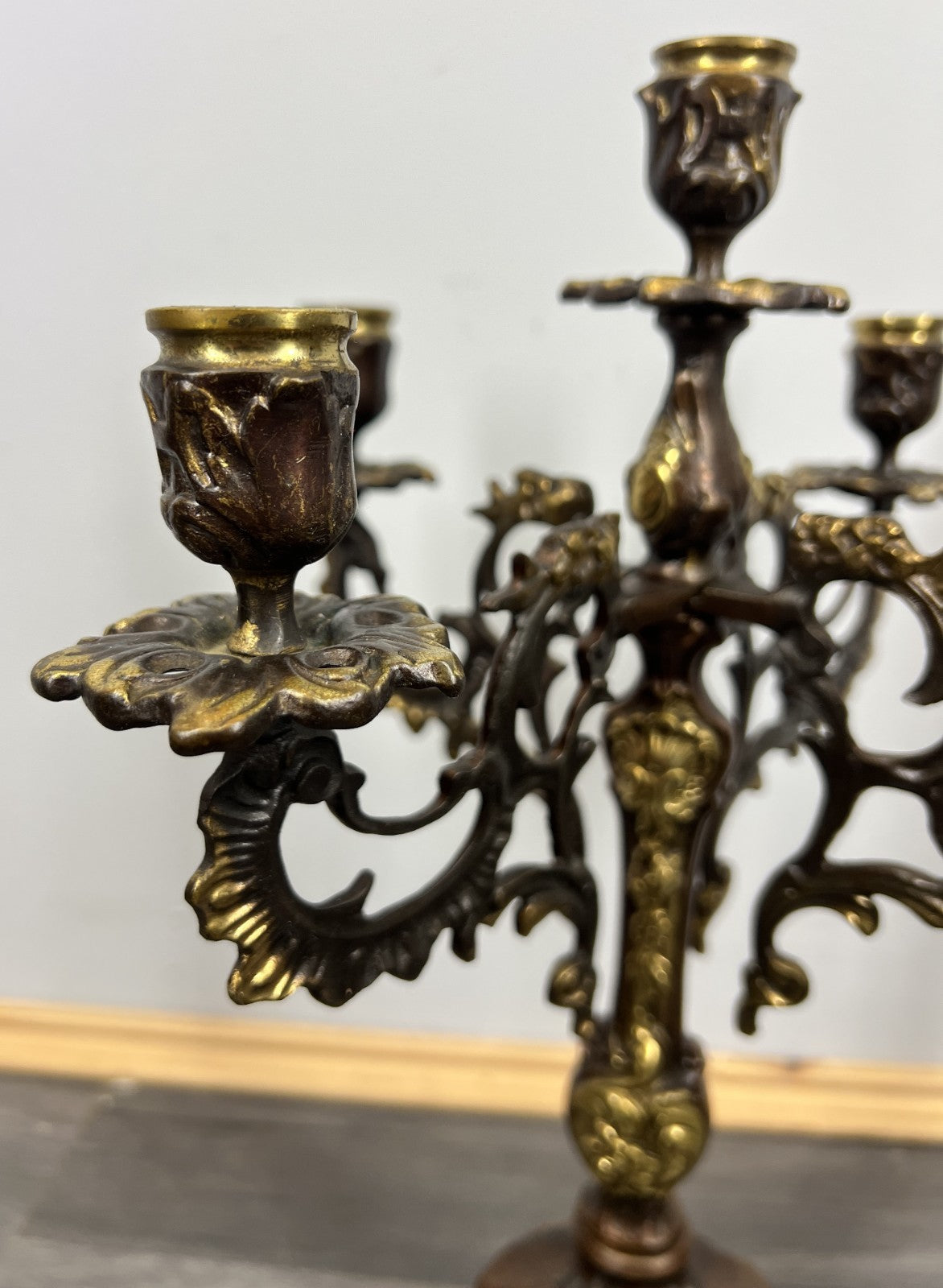 Candelabra Vintage French Brass 5 Arm Ornate Rococo Candle Holder LOT 44315