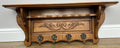 French Vintage Coat Rack Oak 4 Hooks Wall Shelf Carved Coat Hanger LOT 49072