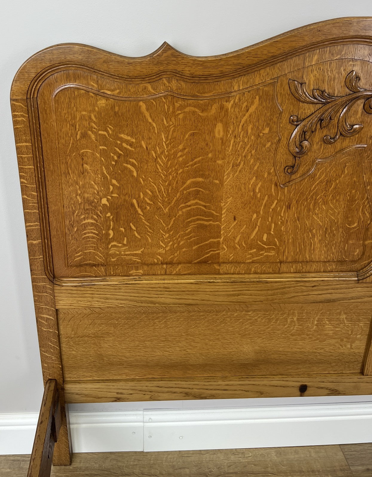 Bed Vintage French Louis XVI Double Bed Frame Oak Carved Headboard LOT 49138
