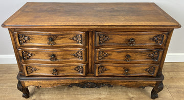 Chest of Drawers Vintage French Louis Oak 6 Drawers Carved Cabinet LOT 62630