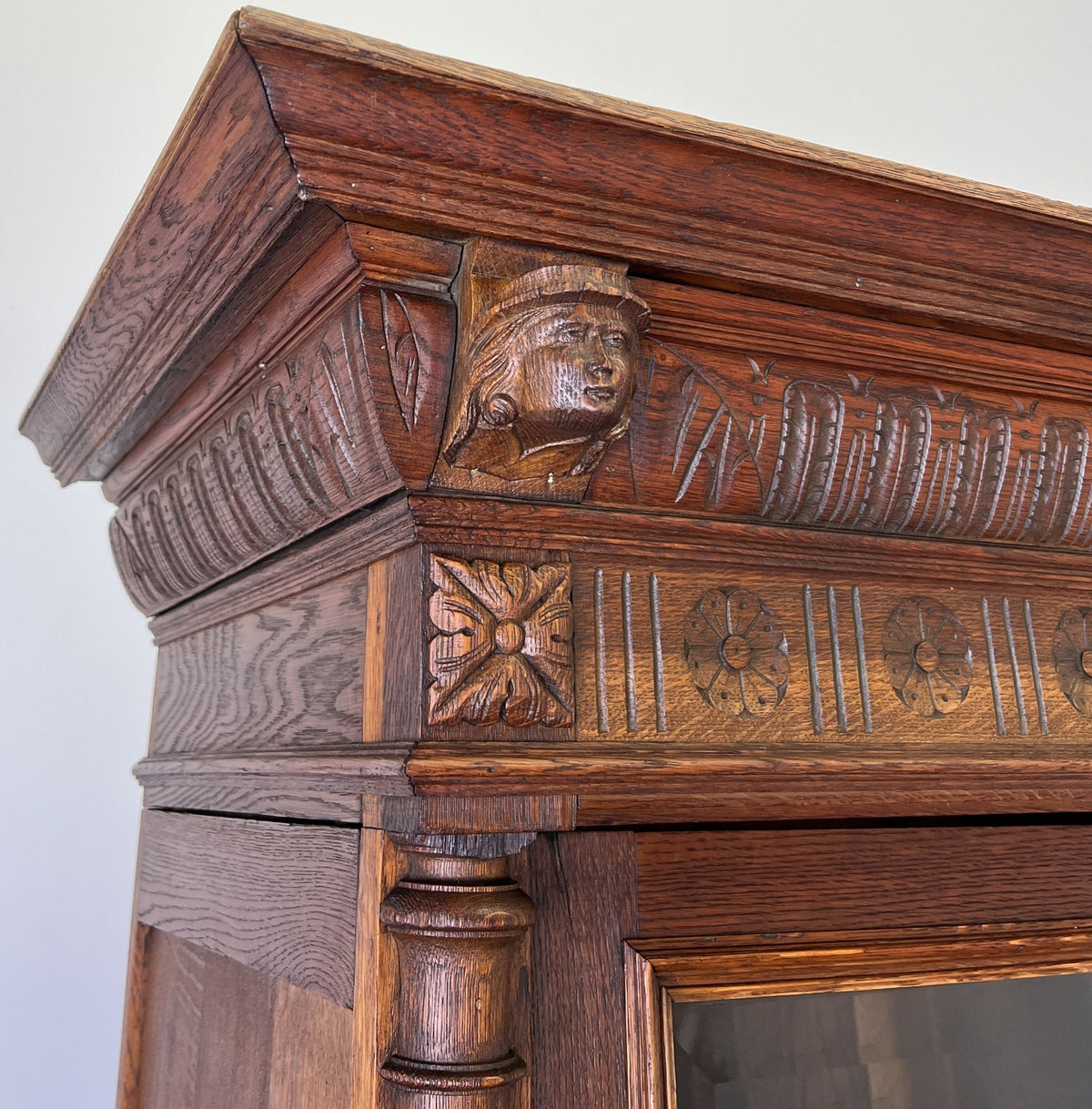 Bookcase Antique French Style Glazed Display Oak Cabinet Sideboard LOT 6513