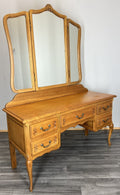 Vintage Dressing Table with mirror French Louis Oak Vanity Table Makeup LOT 45611