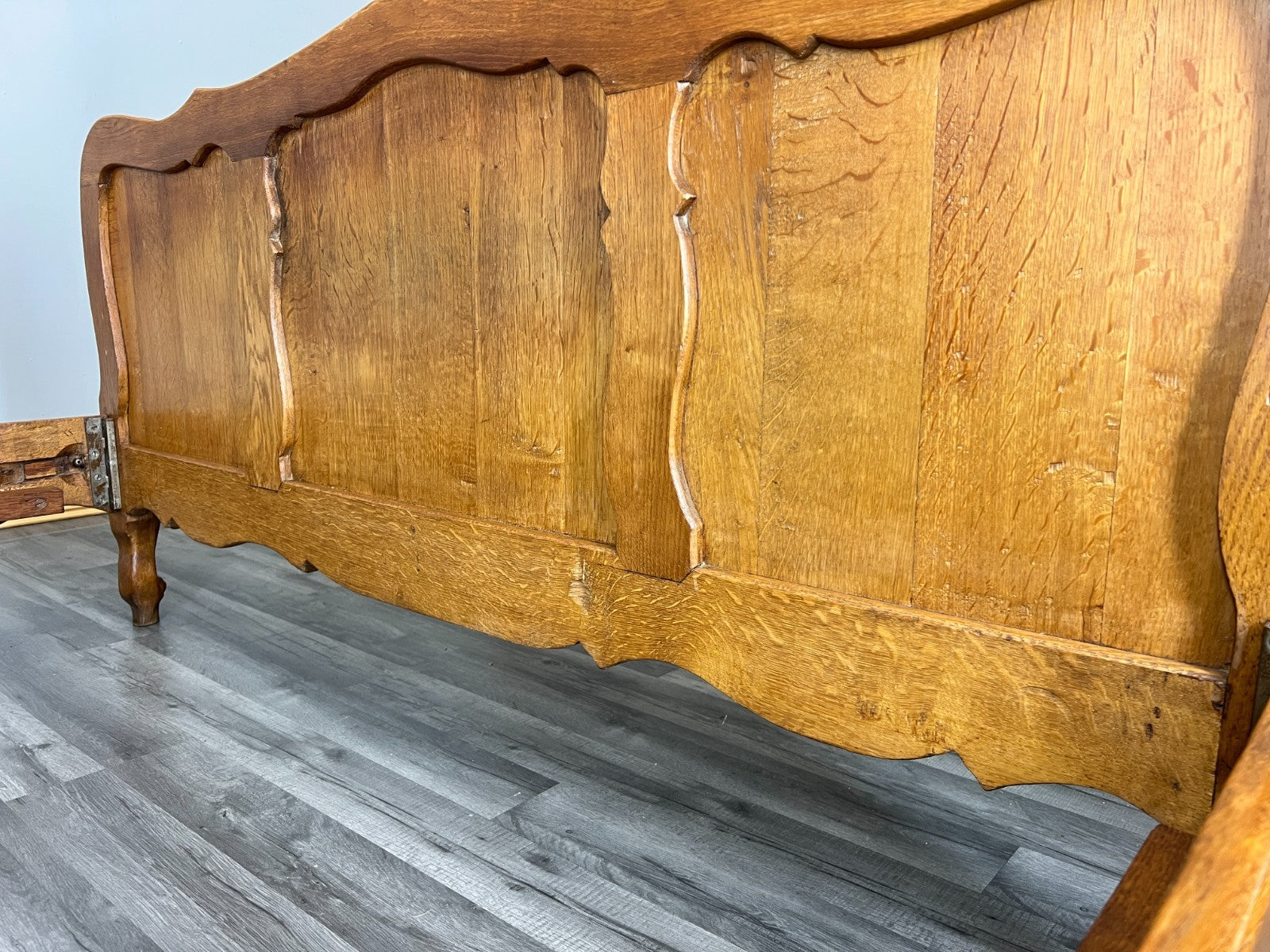 Bed Vintage French Louis XVI Double Bed Frame Oak Carved Headboard LOT 46038