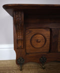 French Vintage Coat Rack Oak 7 Hooks Wall Shelf Carved Coat Hanger LOT 49924