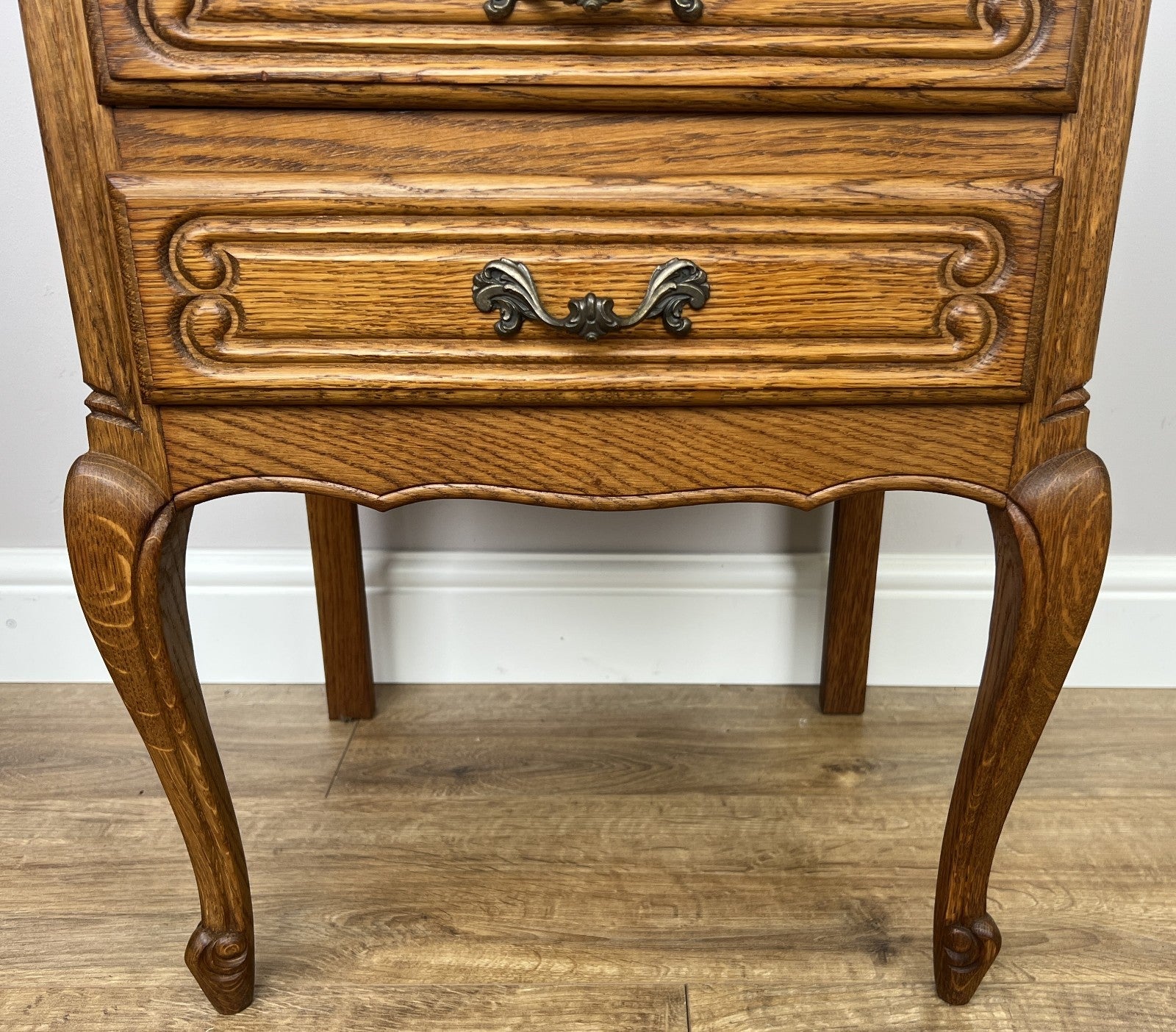 Pair of Bedside Tables Vintage French Louis Oak Nightstands Cabinets LOT 63506