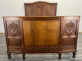 Bed Antique French Style Oak Double Bed Frame Carved Headboard LOT 27622