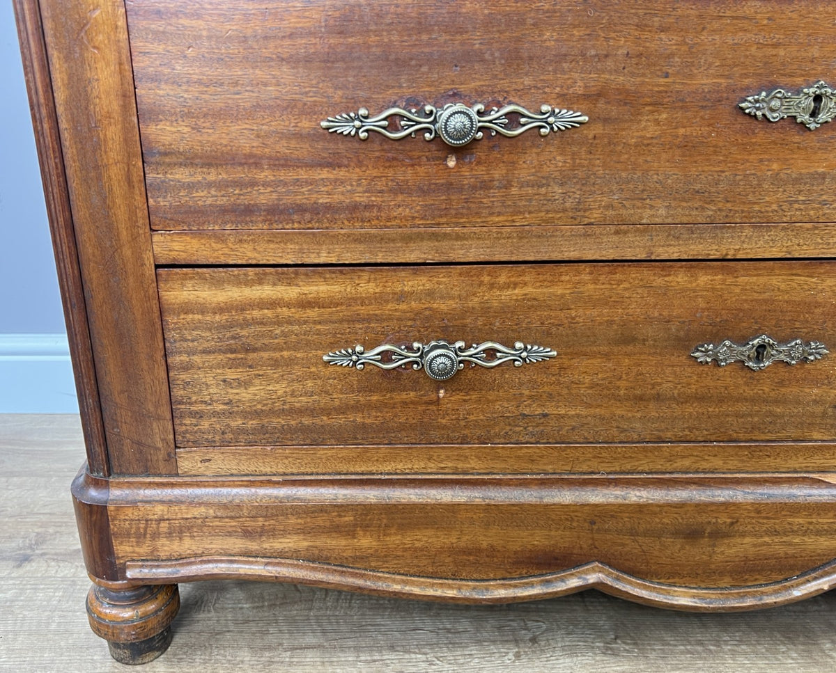 Chest of Drawers Antique French Walnut Marble Top Five Drawer Cabinet LOT 64515